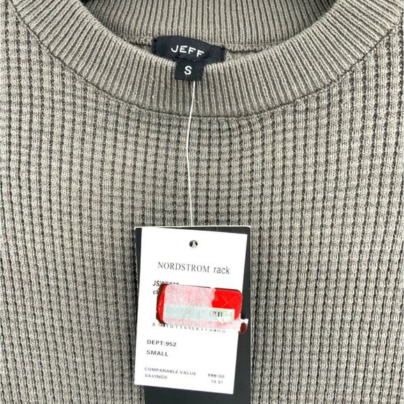 Jeff Taupe Waffle Weave Crewneck Sweater Size Small NWT $198 MSRP - Picture 2 of 6